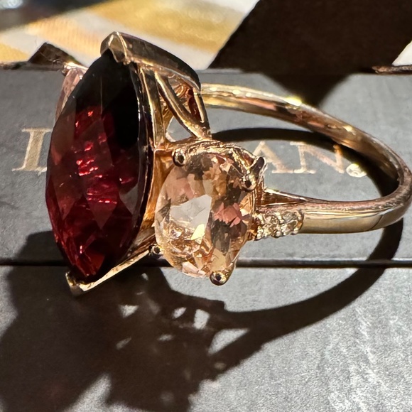 Le Vian 14k Strawberry Gold, Pomegranate Garnet, Peach Morganites, and Nude Diam - Picture 4 of 6